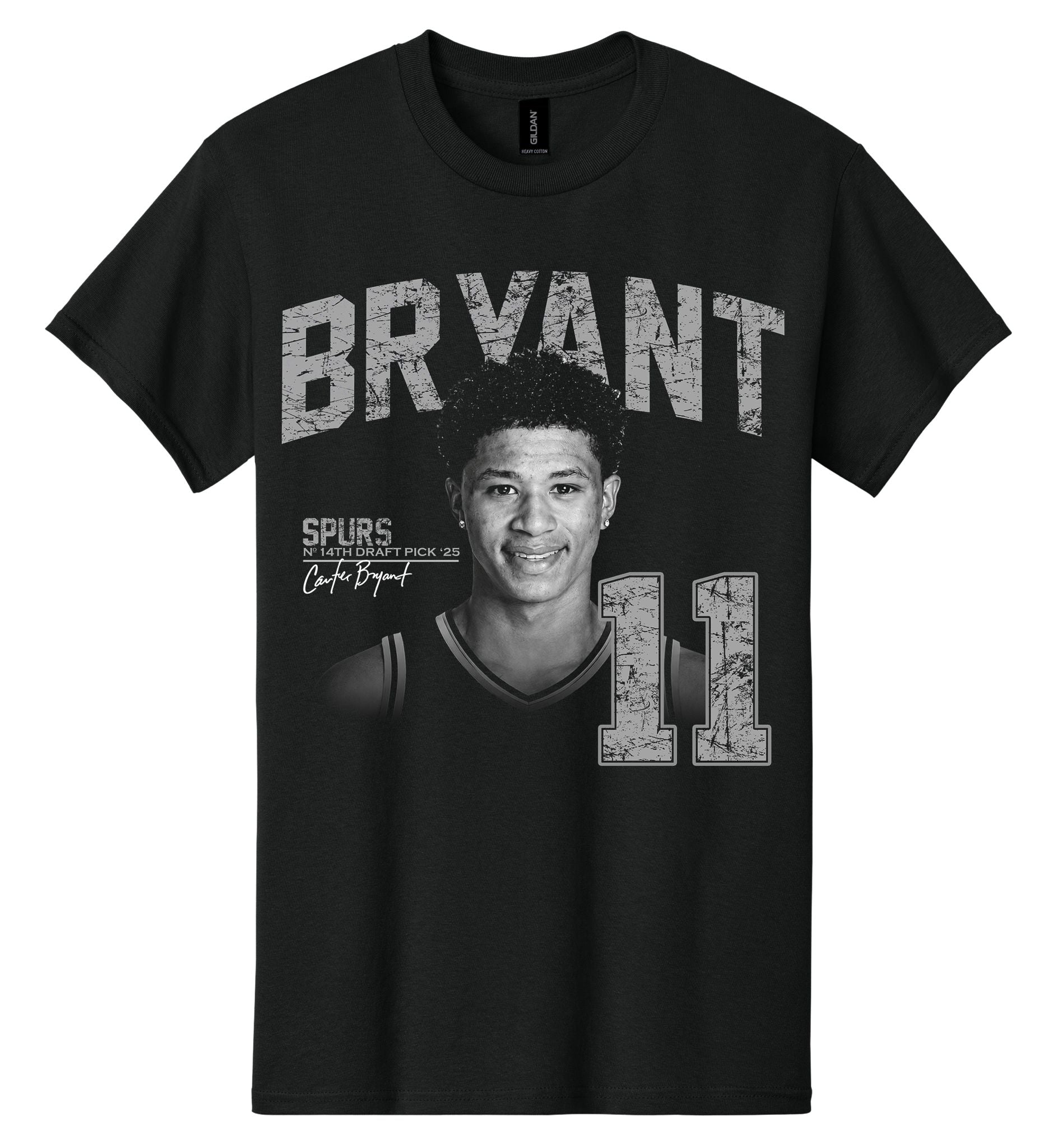 Carter Bryant Spurs Black Graphic T-Shirt | NBA Fan Tee S-5XL